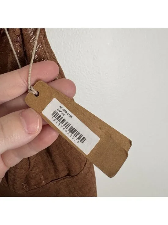 SKIMS Women Plus Size 3X Brown Metallic Logo Mesh Foil Mini Slip Cami Dress NWT - Picture 7 of 10